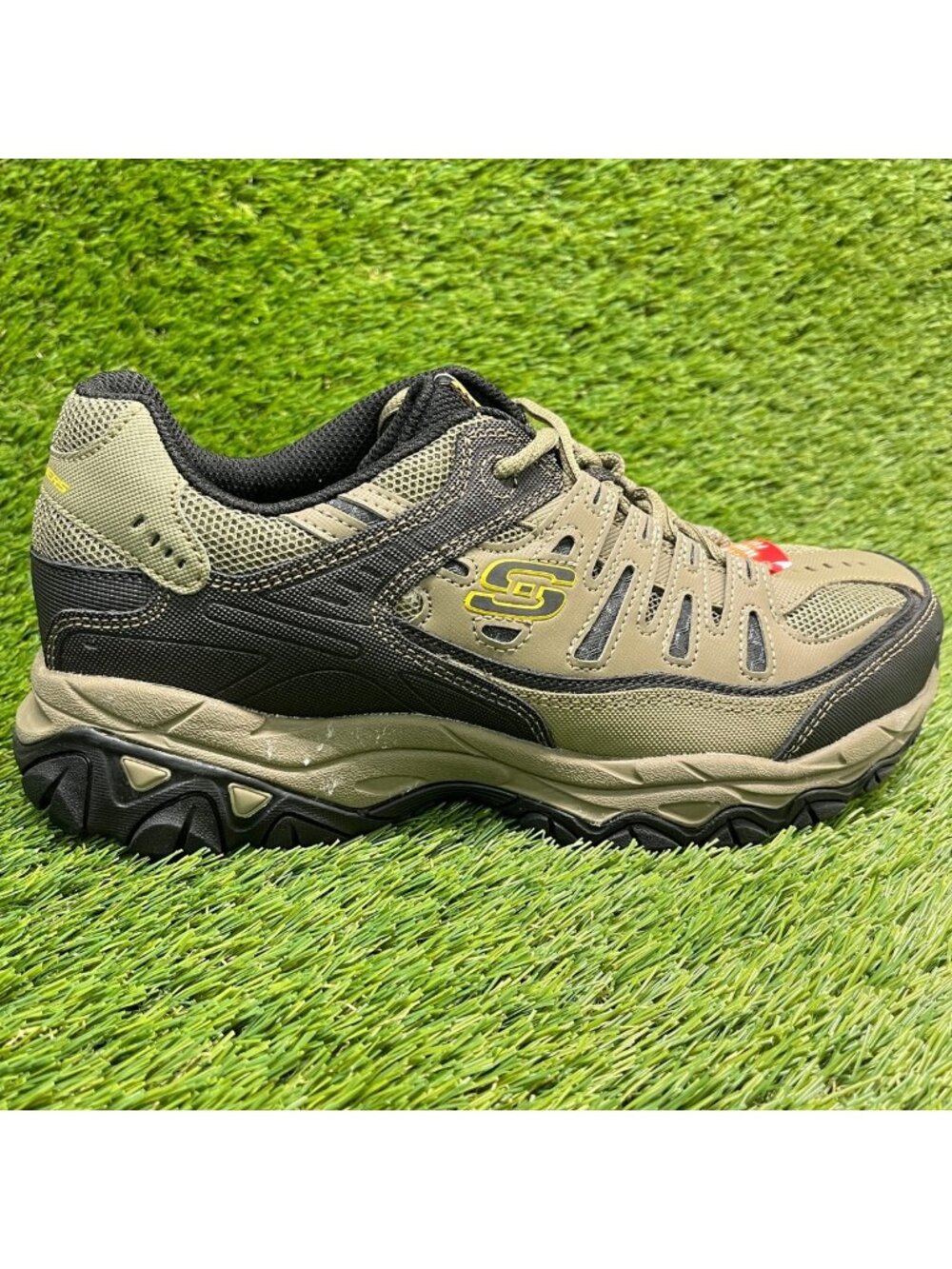 Skechers After Burn Memory Fit Men Size 9 3E Olive Black Running Shoes Sneakers